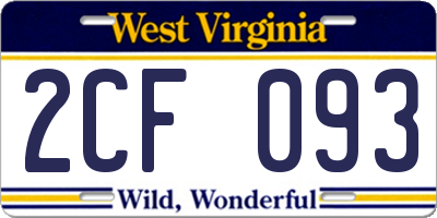 WV license plate 2CF093
