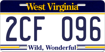 WV license plate 2CF096
