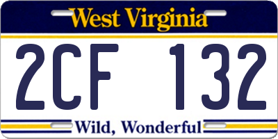 WV license plate 2CF132