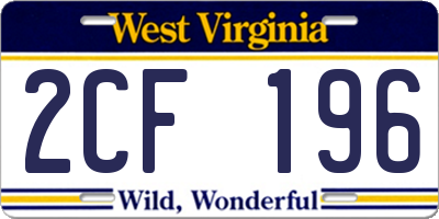 WV license plate 2CF196