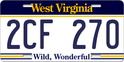 WV license plate 2CF270