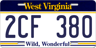 WV license plate 2CF380