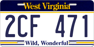 WV license plate 2CF471