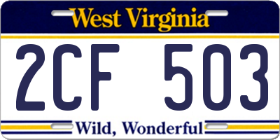 WV license plate 2CF503