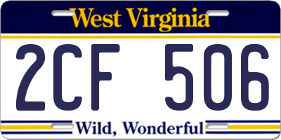 WV license plate 2CF506