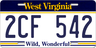 WV license plate 2CF542