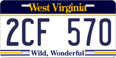 WV license plate 2CF570