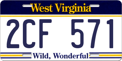 WV license plate 2CF571