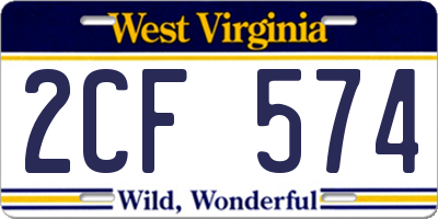 WV license plate 2CF574