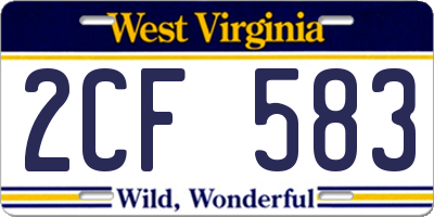WV license plate 2CF583