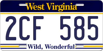 WV license plate 2CF585