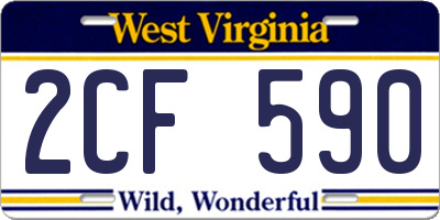 WV license plate 2CF590