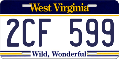 WV license plate 2CF599