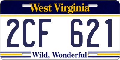 WV license plate 2CF621