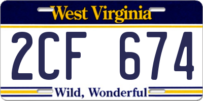 WV license plate 2CF674