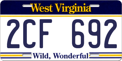 WV license plate 2CF692