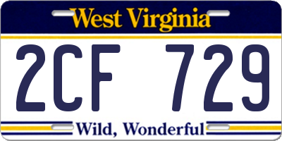 WV license plate 2CF729