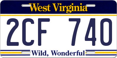 WV license plate 2CF740