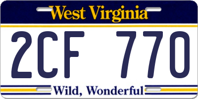 WV license plate 2CF770