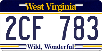WV license plate 2CF783