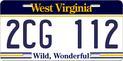 WV license plate 2CG112