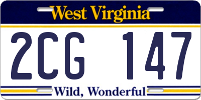 WV license plate 2CG147
