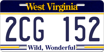 WV license plate 2CG152