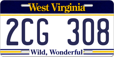 WV license plate 2CG308