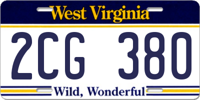 WV license plate 2CG380