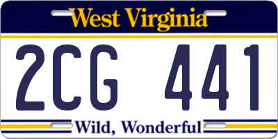WV license plate 2CG441