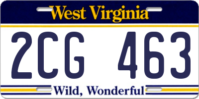 WV license plate 2CG463