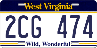 WV license plate 2CG474