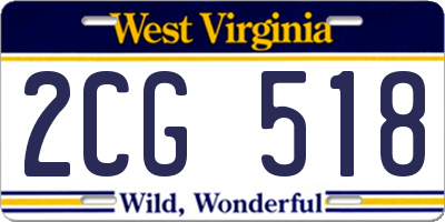WV license plate 2CG518