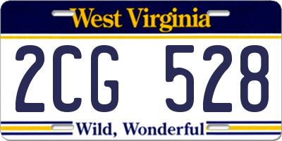WV license plate 2CG528