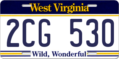 WV license plate 2CG530