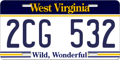 WV license plate 2CG532