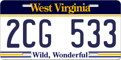 WV license plate 2CG533