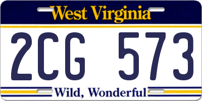 WV license plate 2CG573