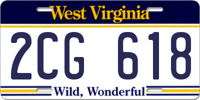 WV license plate 2CG618
