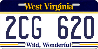 WV license plate 2CG620