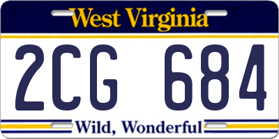 WV license plate 2CG684