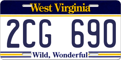 WV license plate 2CG690