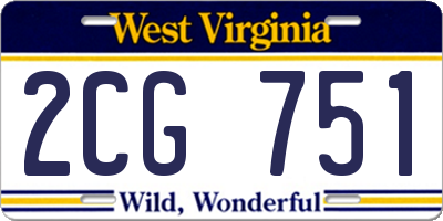 WV license plate 2CG751