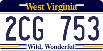 WV license plate 2CG753