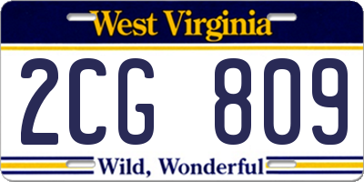 WV license plate 2CG809