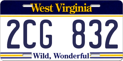 WV license plate 2CG832