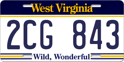 WV license plate 2CG843