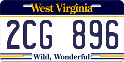WV license plate 2CG896
