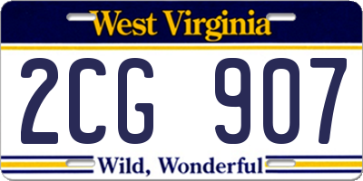 WV license plate 2CG907