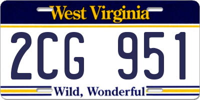 WV license plate 2CG951